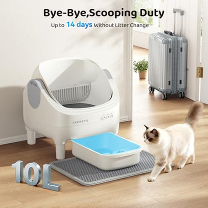 Smart Self-Cleaning Litter Box 🐾 Automatic, Open-Top Design & 10L Waste Bin