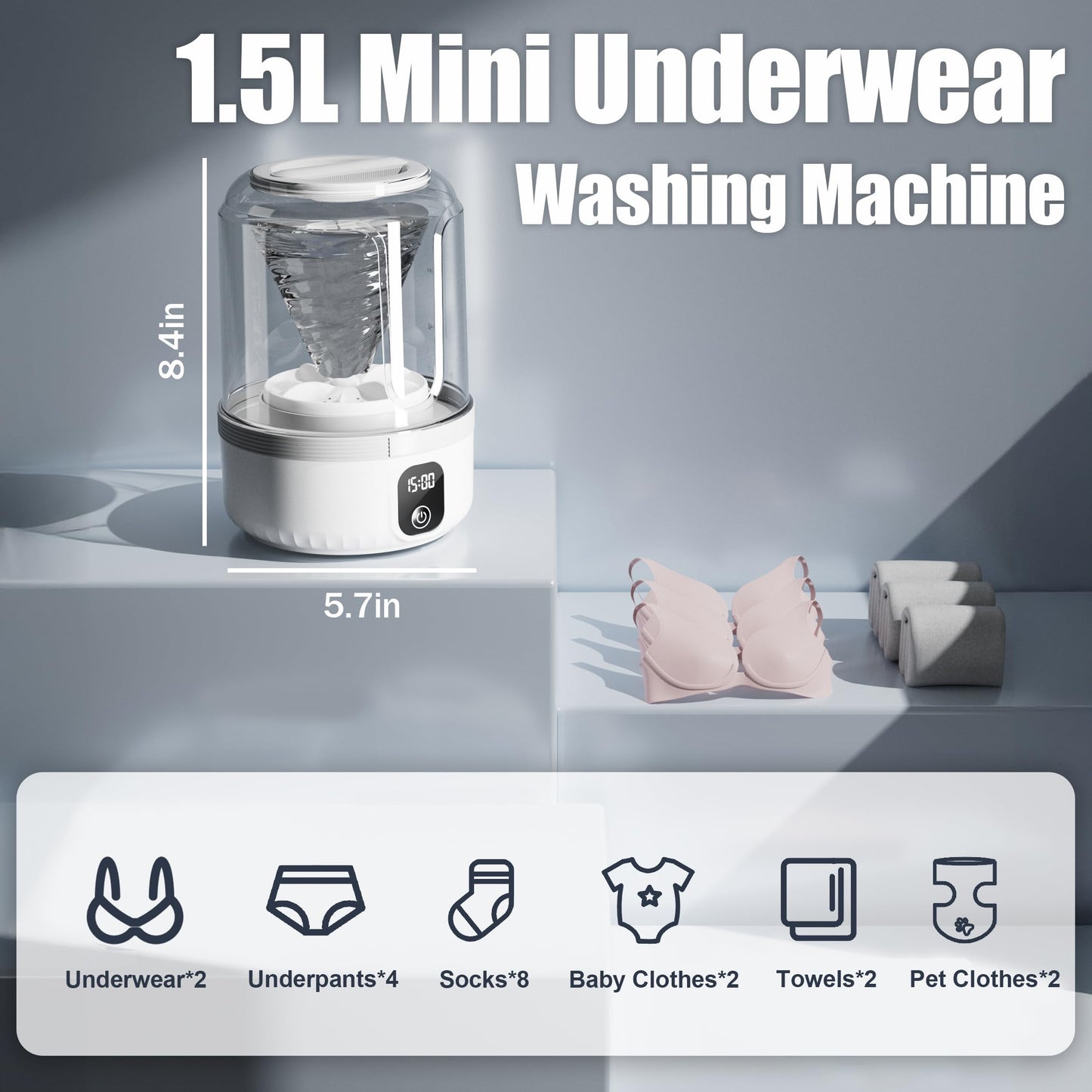 PUREWASH™ Mini Underwear Washer 🫧 Draagbaar, Oplaadbaar & Diepe Reiniging 🩱✨