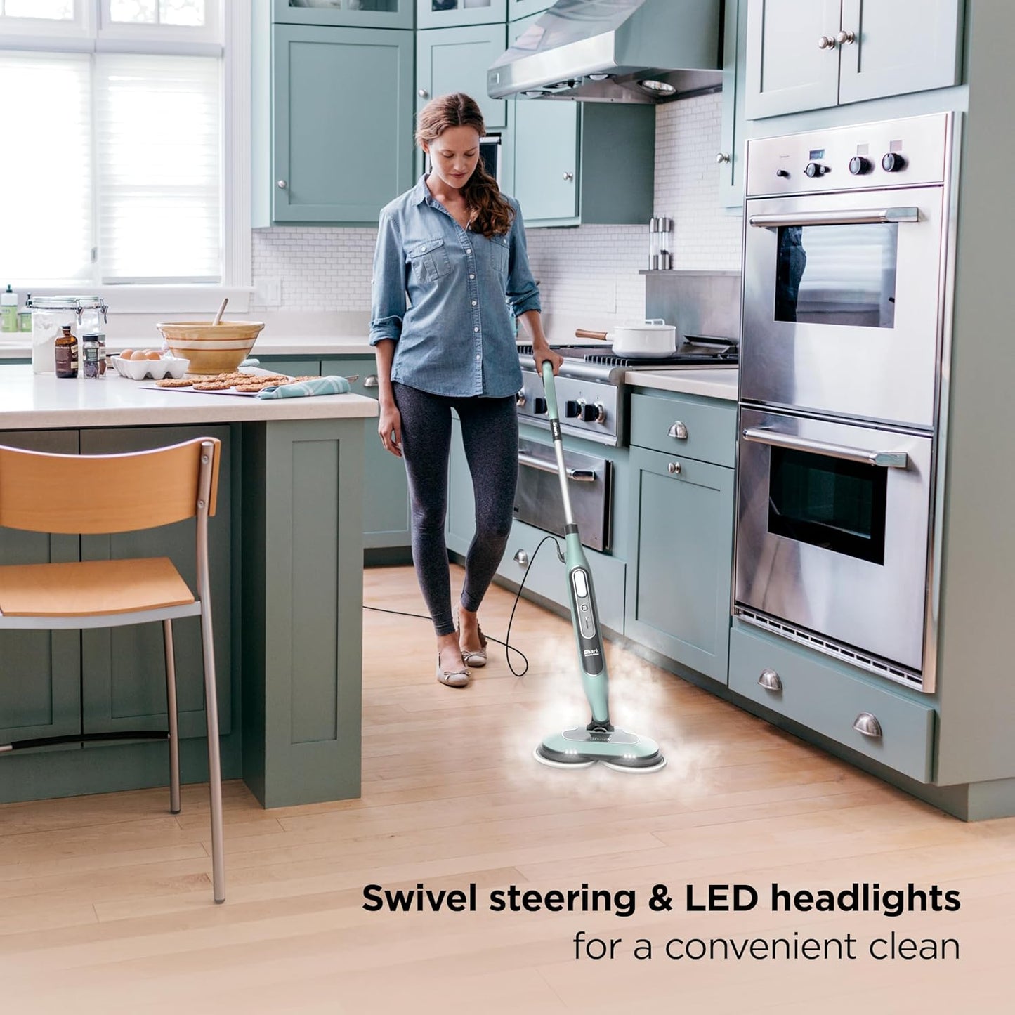Shark® Alles-in-één Stoom- & Schrobmop – LED-verlichting, XL-watertank, 8 pads