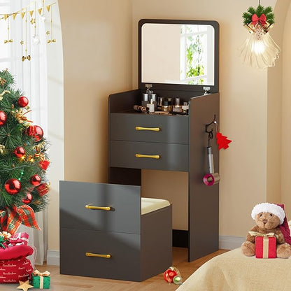 3-in-1 Vanity Table with Flip-Up Mirror & Storage