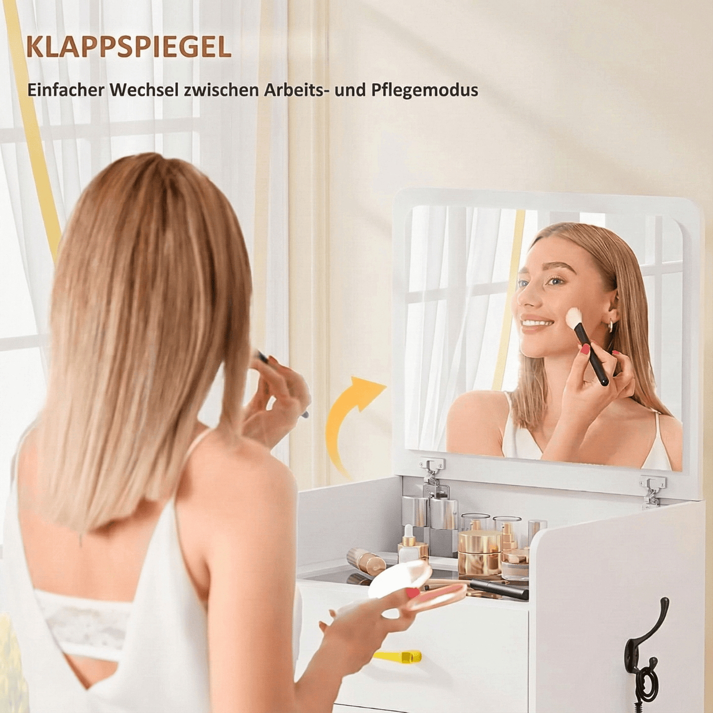 3-in-1 Vanity Table with Flip-Up Mirror & Storage