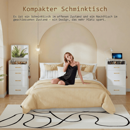 3-in-1 Vanity Table with Flip-Up Mirror & Storage