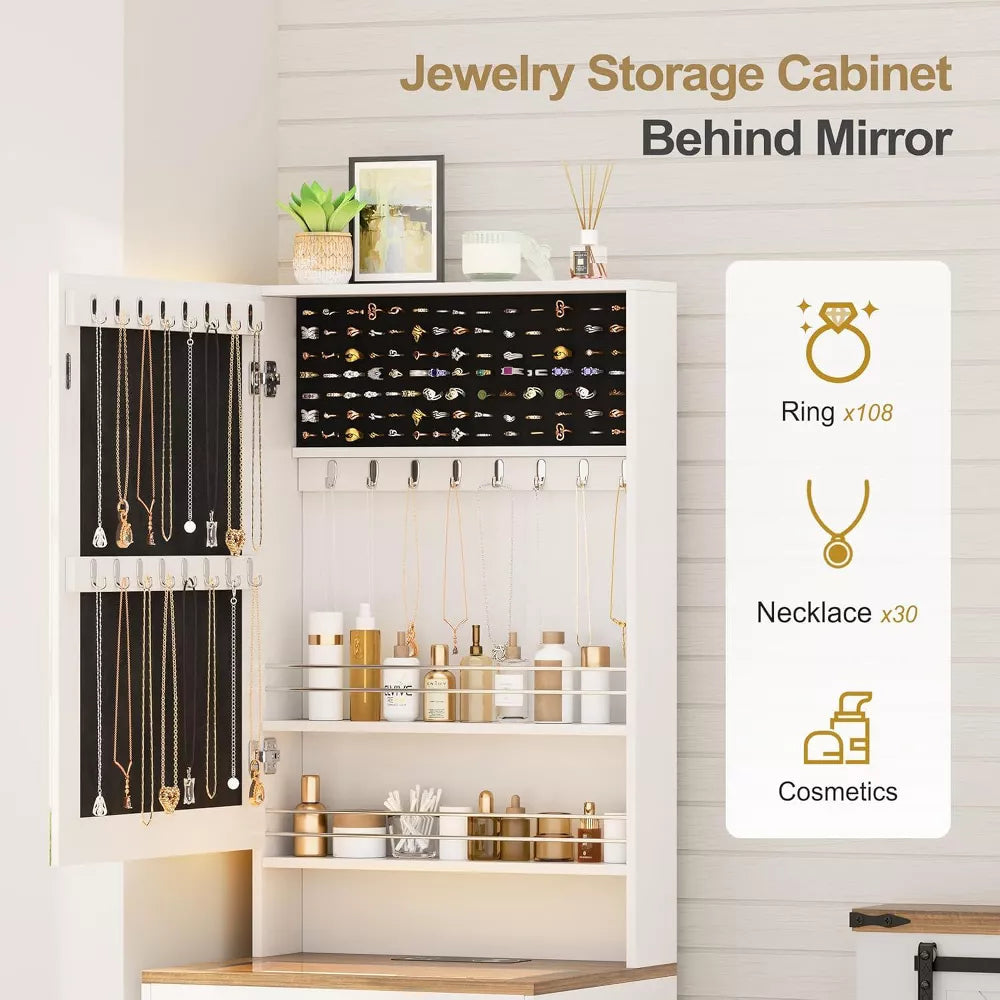 3-in-1 kaptafel met LED-spiegel en opbergkruk